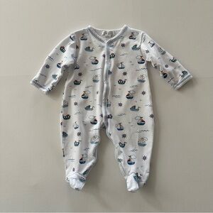 Kissy Kissy 0-3 Months Baby Boy White Footie One-Piece Nautical Boat Pima Cotton